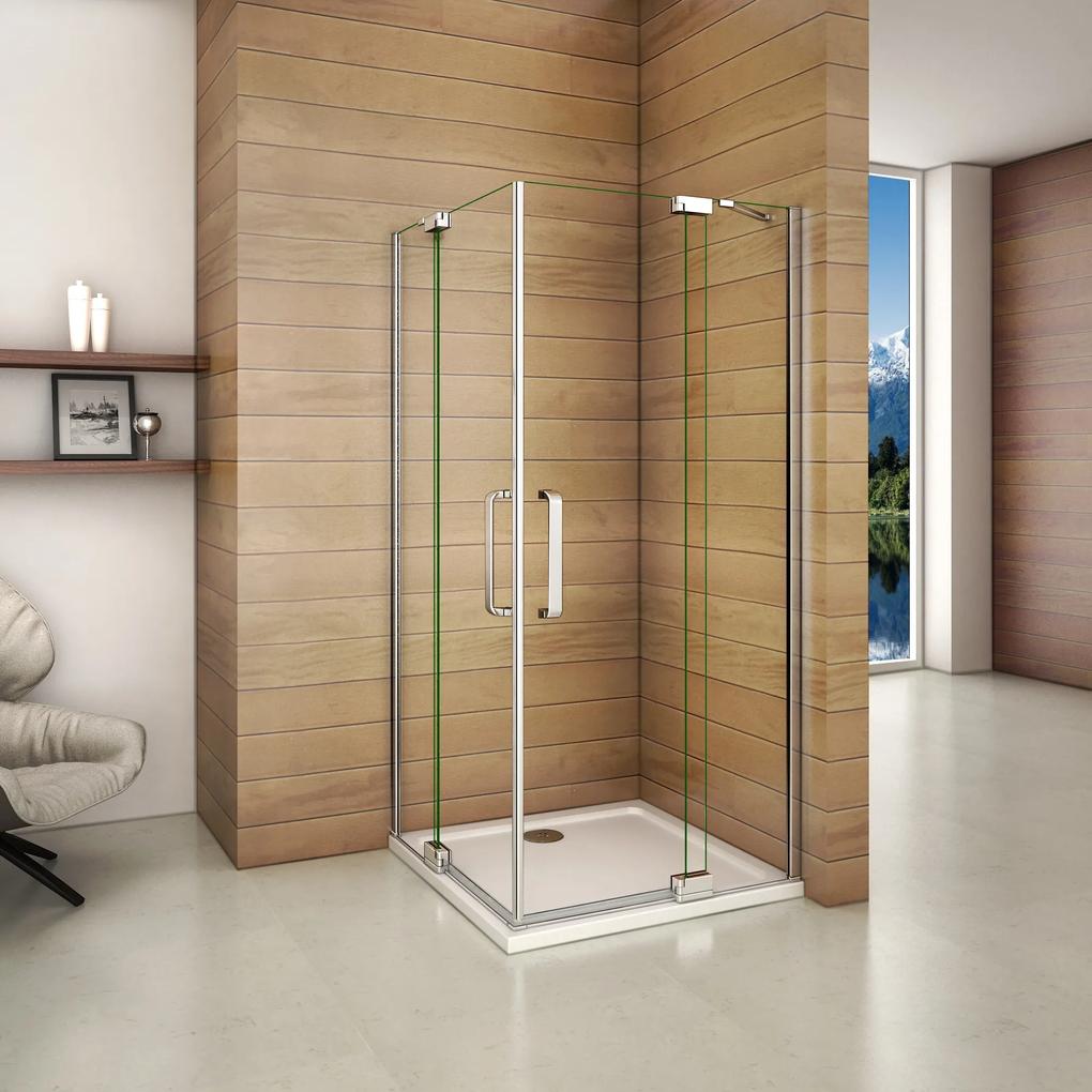 Obdĺžnikový sprchovací kút AIRLINE R108, 100x80 cm, s dvomi jednokrídlovými dverami s pevnou stenou, rohový vstup vrátane sprchovej vaničky z liateho mramoru