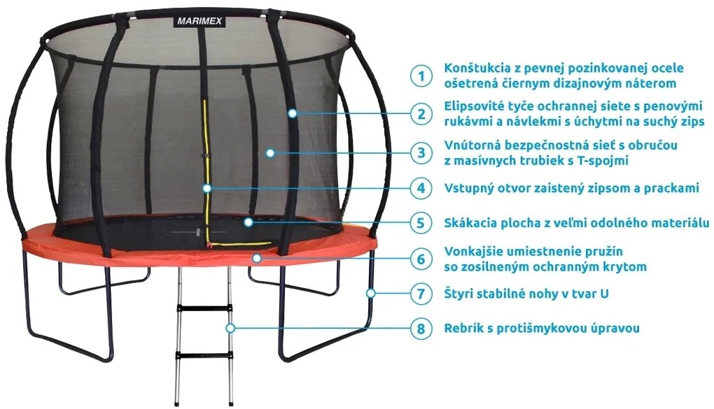Marimex | Trampolína Marimex Premium 457 cm + vnútorná ochranná sieť + schodíky ZADARMO | 19000114