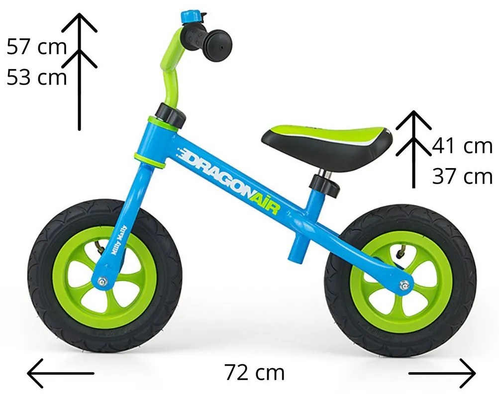 Detské odrážadlo kolo Milly Mally Dragon Air blue
