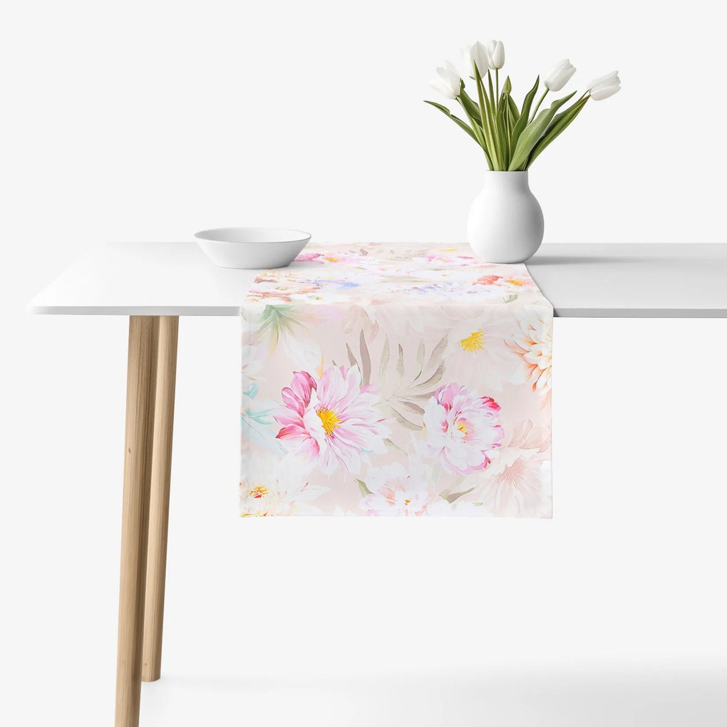 Goldea behúň na stôl 100% bavlnené plátno deluxe - divoké kvety 35x180 cm