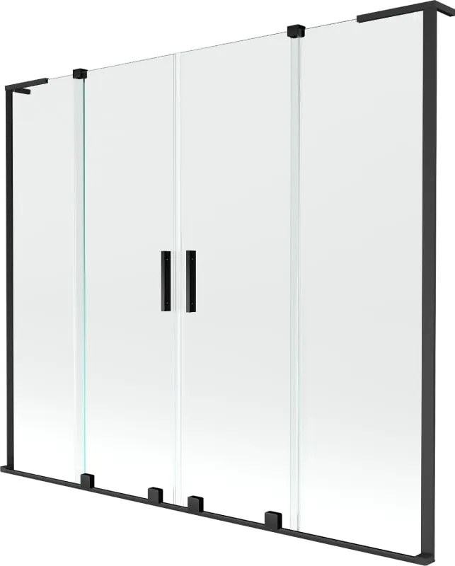 Mexen Velar L Duo vaňová zástena 2-krídlová posuvná 170 x 150 cm, transparentná, čierna - 896-170-003-02-70