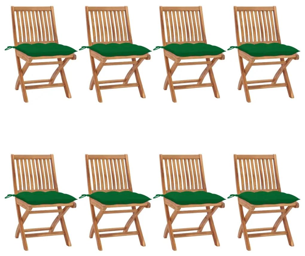 Skladacie záhradné stoličky s podložkami 8 ks tíkový masív 3072881