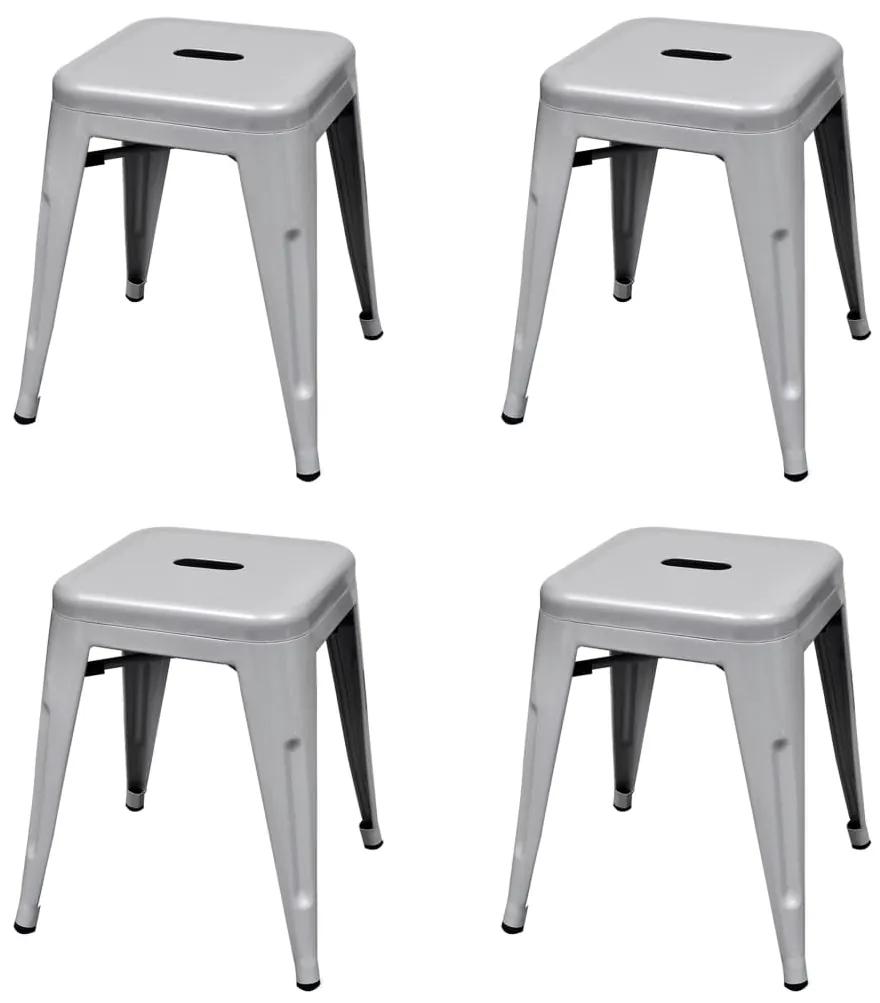 vidaXL Stohovateľné stoličky 4 ks, sivé, oceľ
