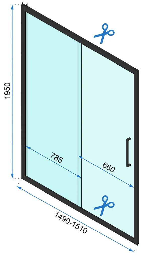 Rea Rapid Slide - sprchovací kút s posuvnými dverami 120(dvere) x 80(stena), číre sklo, čierny profil, KPL-09859