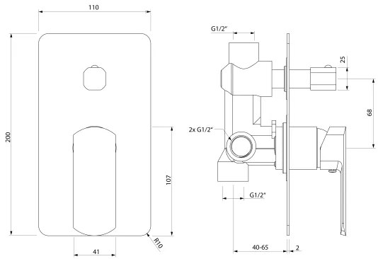 Sapho - Sprchová batéria pre podomietkovú inštaláciu MIXONA lesklý chróm