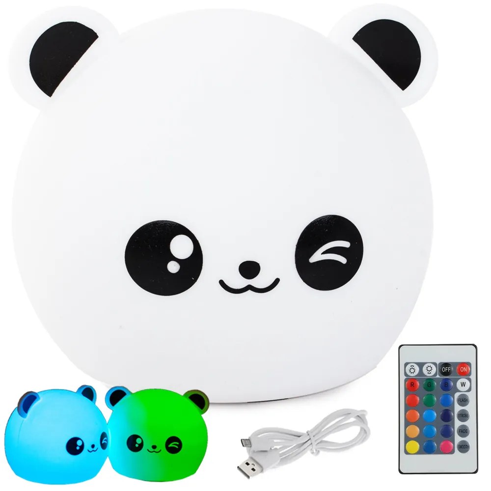 Verk 24079 Nočná RGB lampička dotyková panda USB 1200mAh s diaľkovým ovládaním