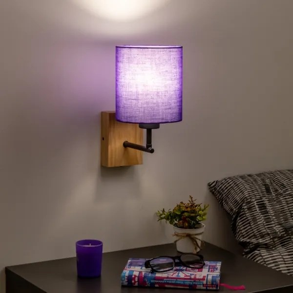 Brilagi - Nástenná lampa NUBILA WOOD 1xE27/25W/230V dub/fialová