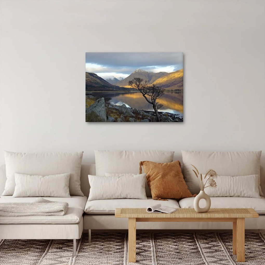 Obraz - Hory pri jazere (70x50 cm)