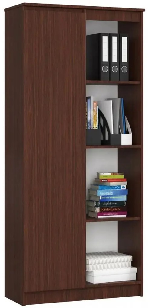 Regál R 80 cm 1 dvierka 6 poličiek wenge