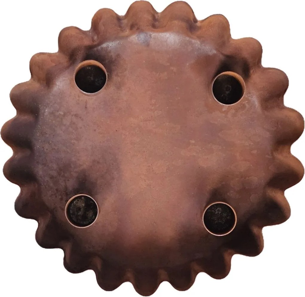 Hrdzavý antik kovový svietnik na 4 úzke sviečky Coppi - Ø 22*4cm