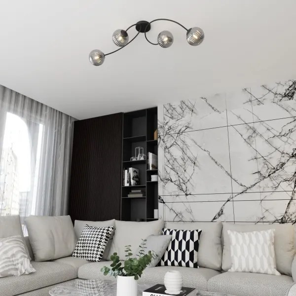 Prisadený luster VIBRA 4xE14/10W/230V čierna/šedá