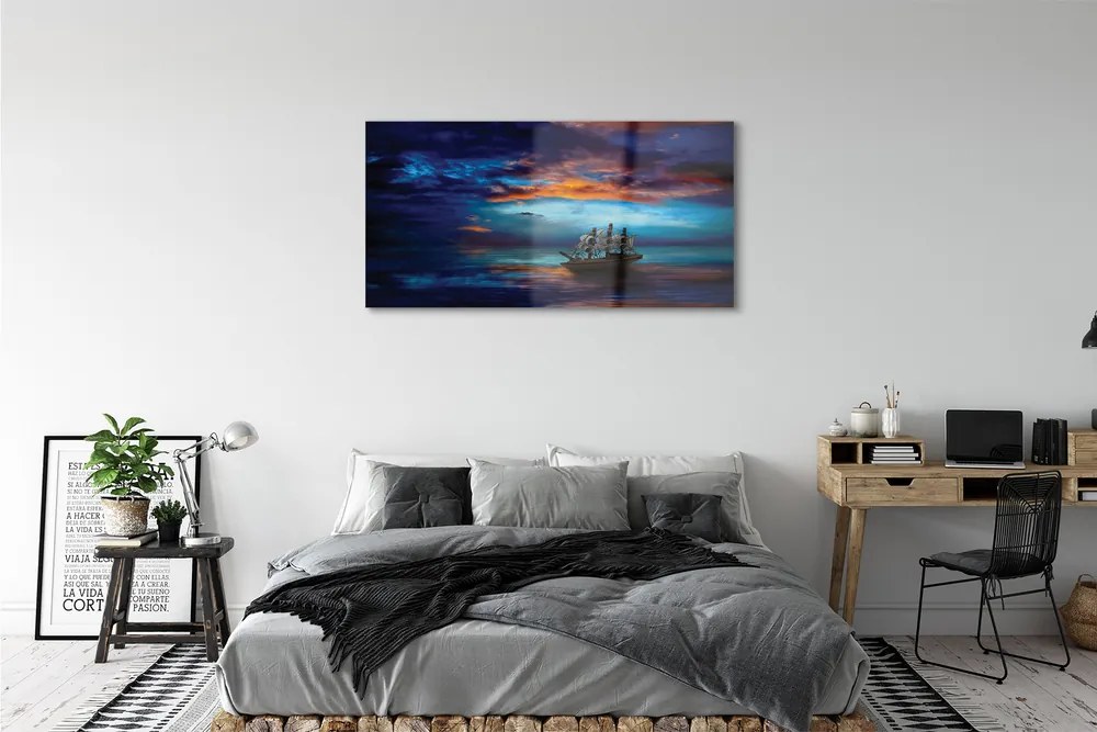 Obraz plexi Zamračené morská loď večer 125x50 cm