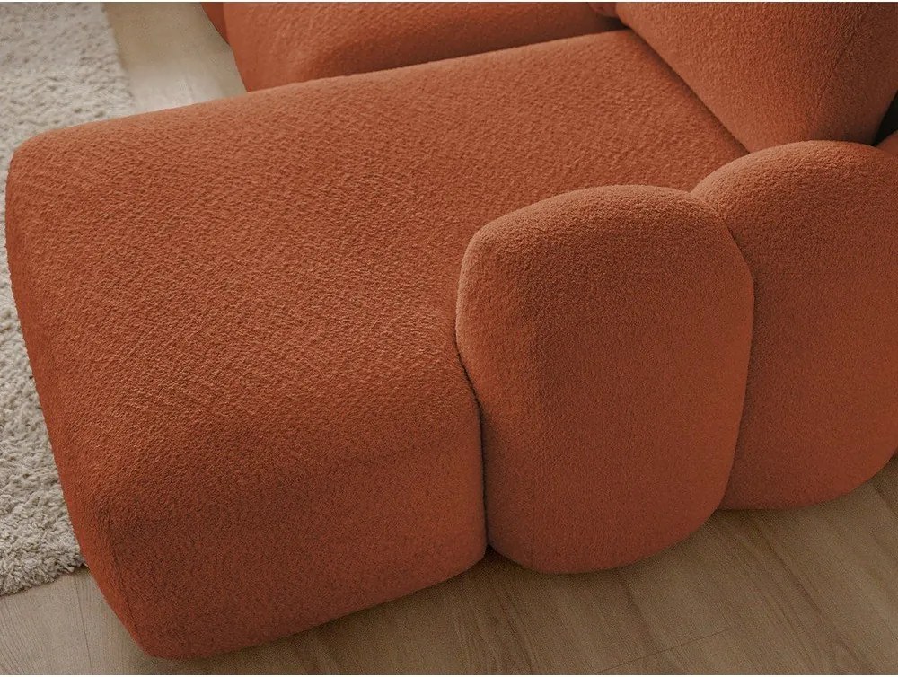 Oranžová rozkladacia/s úložným priestorom rohová pohovka z textílie buklé (pravý roh/s leňoškou) Montaigne – Bobochic Paris