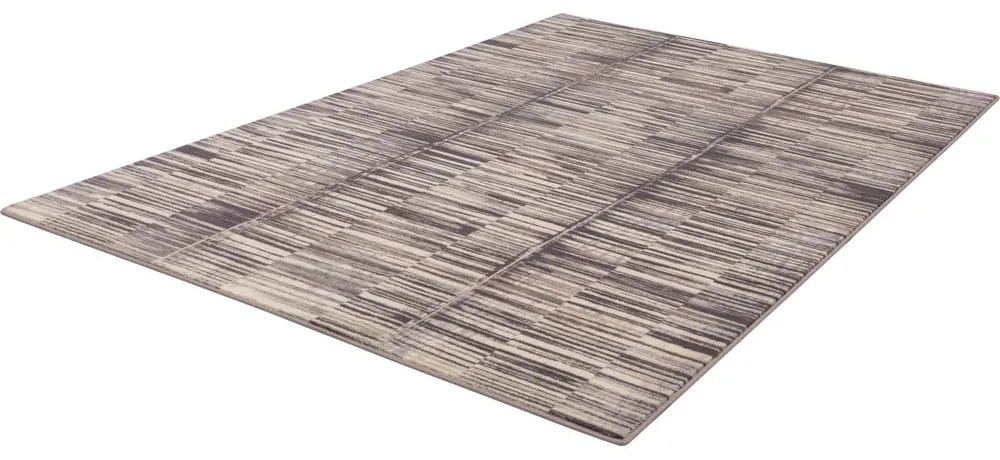 Sivý vlnený koberec 133x180 cm Grids – Agnella