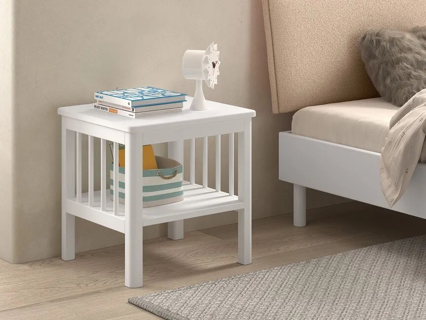 Nočný stolík Modena z masívneho bukového dreva biela 50cm