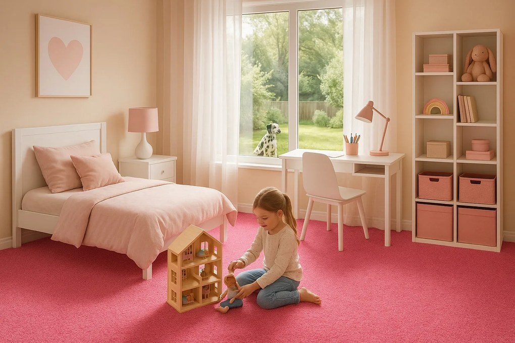 Betap, Koberec metráž Dynasty 11, na mieru, šíře 4m, ružová, filc, obývacia izba