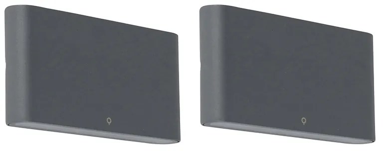 Sada 2 vonkajších nástenných svietidiel tmavosivá 17,5 cm vrátane LED - Batt