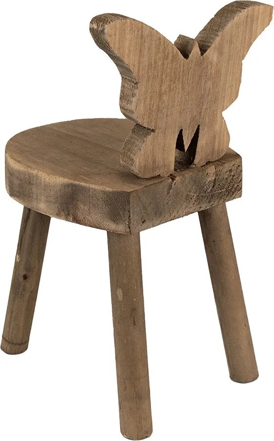 Hnedý dekoračný kvetinový drevený stolík s motýľom - 18*19*34 cm