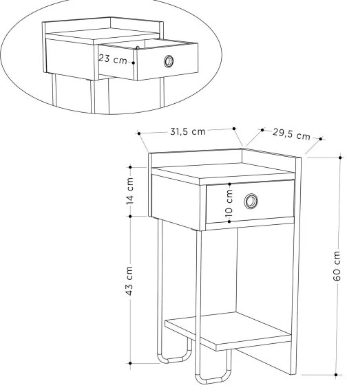 Nočný stolík SONY biela