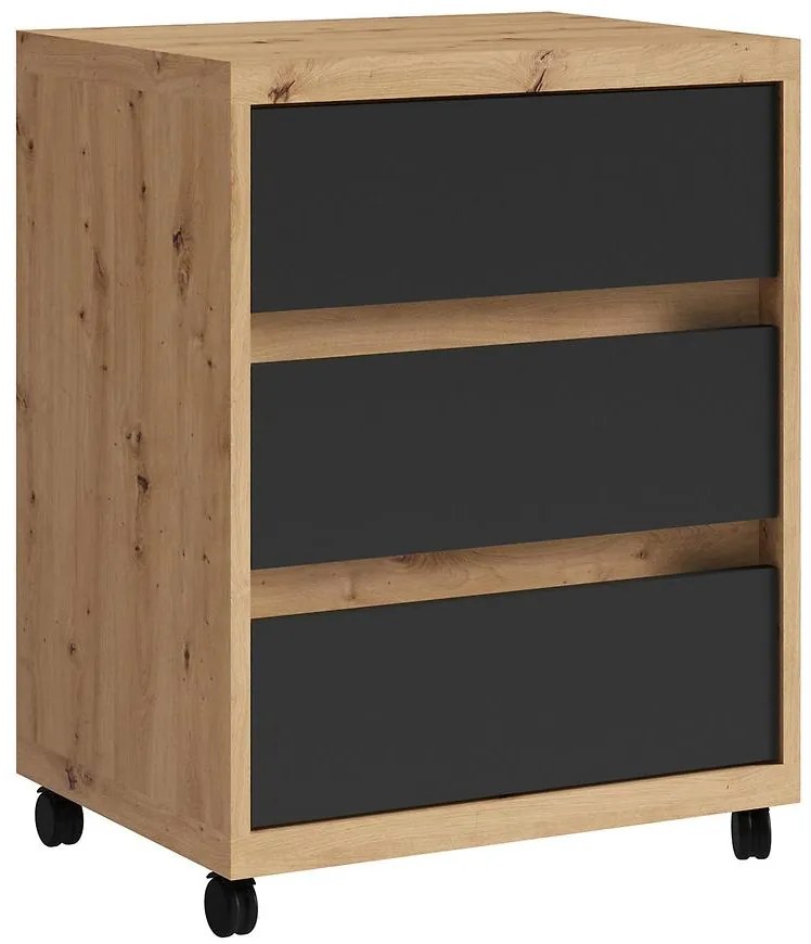 Skrinka na kolieskach Iga Dub Artisan / čierna Mat