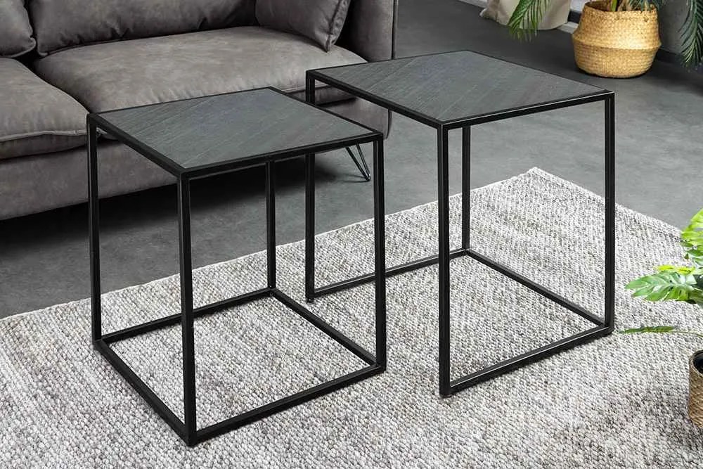 Sada konferenčných stolíkov Quillon 45 cm čierna