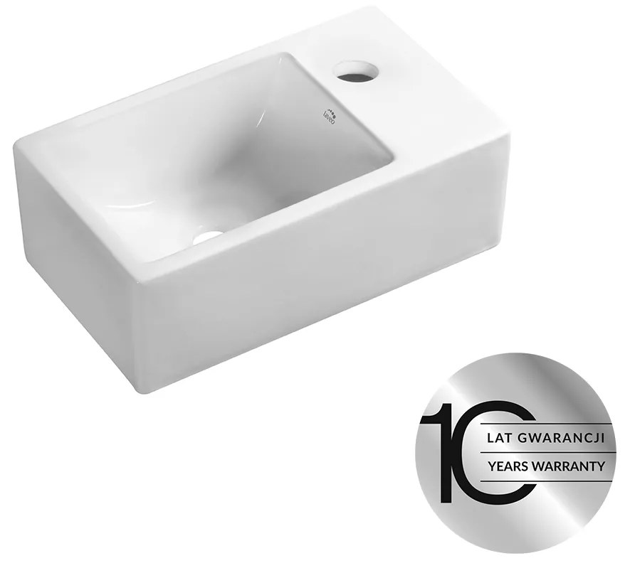 Laveo Kvadrato, keramické umývadlo 355x210x130 mm, biela lesklá, LAV-VUK_6135