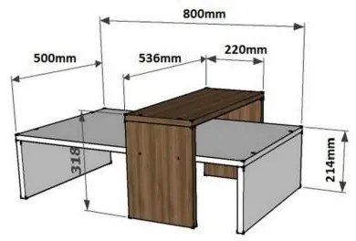 Konferenčný stolík Glowie (orech + biela). Vlastná spoľahlivá doprava až k Vám domov. 1089470