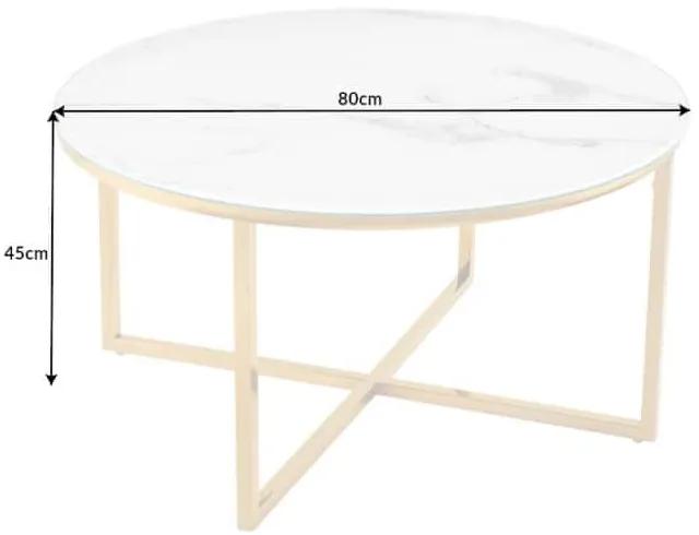 Konferenčný stolík Elegance 80cm biely mramoroptik
