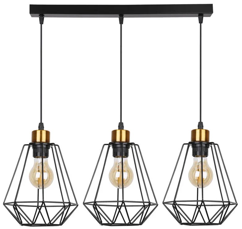 Candellux Čierno-zlatý závesný luster Primo pre žiarovku 3x E27 33-00231