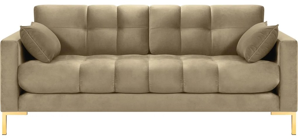 3-miestna pohovka „Mamaia Beige & Gold Metal", 177 x 92 x 75 cm
