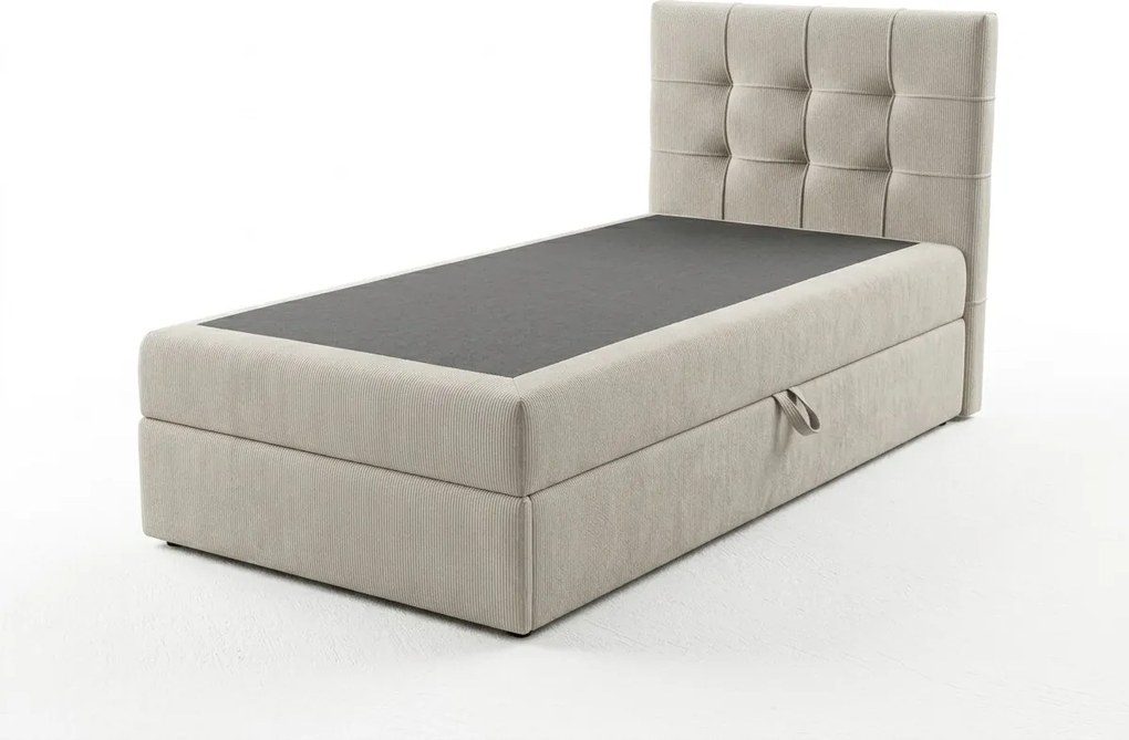Čalúnená posteľ boxspring DIRELIS VIBE 90x200 cm krémová Matrac: Matrac Bonell pružinový
