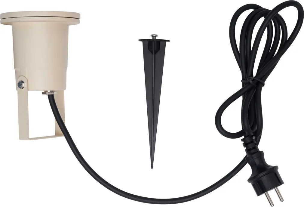Bodové svietidlo so zemným hrotom béžové GU10 50 mm nastaviteľné IP65 vrátane kábla a zástrčky - Basic
