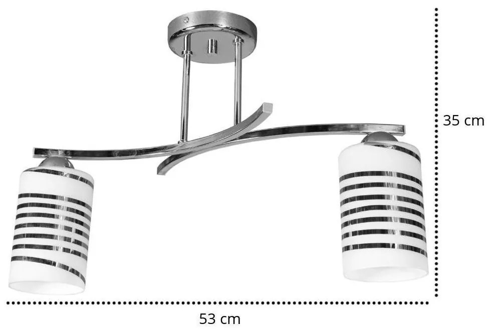 Stropné svietidlo Cobi, 2x biele sklenené tienidlo so vzorom, ch