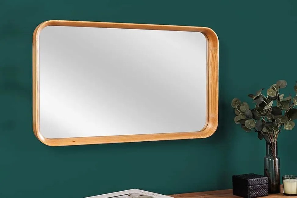 Dizajnové nástenné zrkadlo s dreveným rámom Almere dub 80cm