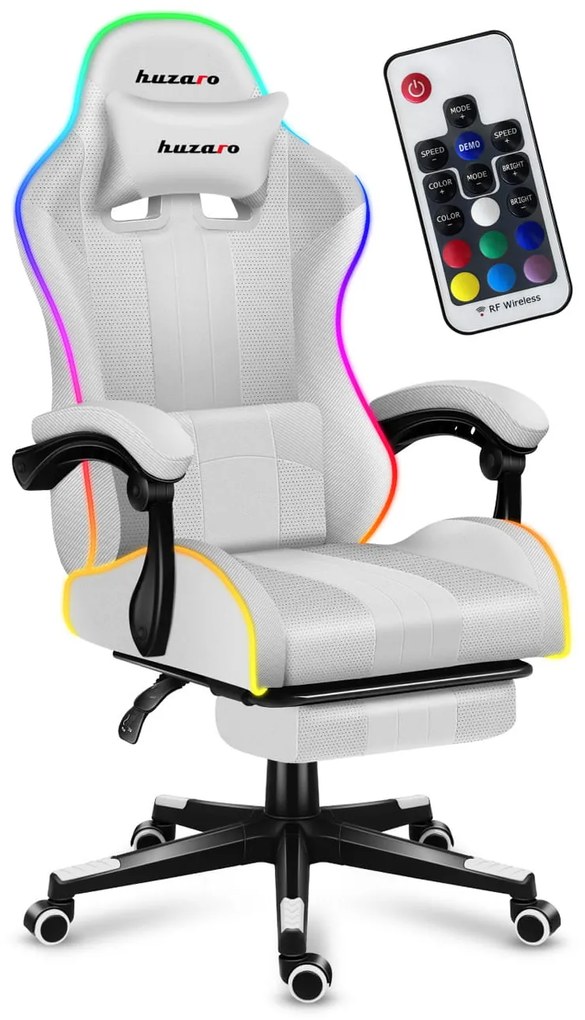 Herná stolička HUZARO FORCE 4.7 WHITE RGB