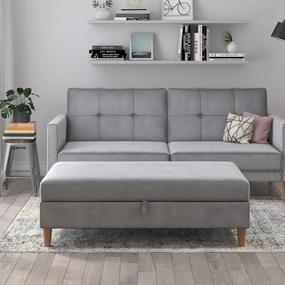 Svetlosivá zamatová podnožka Lilly – Støraa