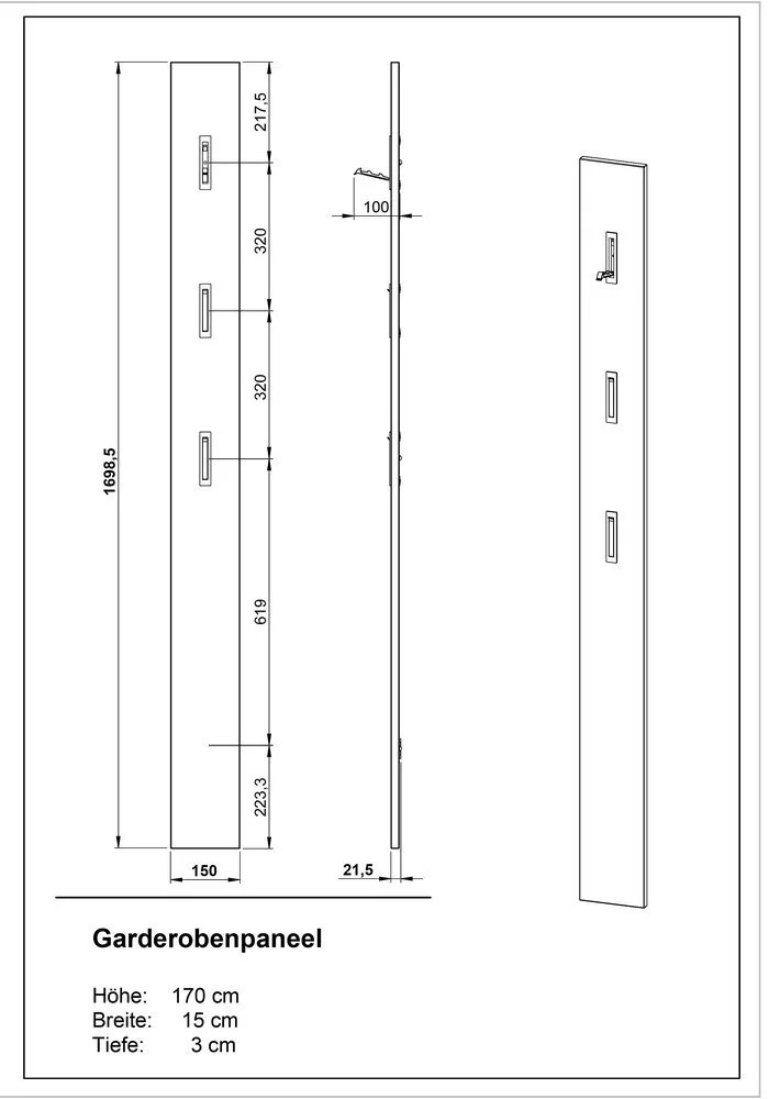 Svetlosivý nástenný vešiak Utah - Germania