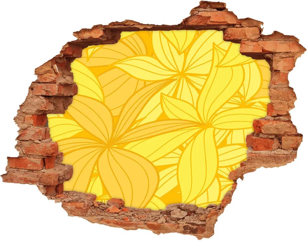 Nálepka 3D diera na stenu Žlté kvety pozadia WallHole-cegla-90x70-39162100