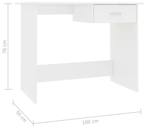 vidaXL Stôl lesklý biely 100x50x76 cm drevotrieska-