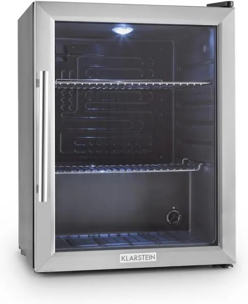 Klarstein Beersafe XL, chladnička s objemom 65 litrov, energet. trieda B, sklenené dvere, nerezová oceľ