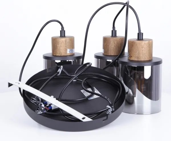 Globo 15707-3HR - Luster na lanku REID 3xE27/15W/230V pr. 27 cm dub