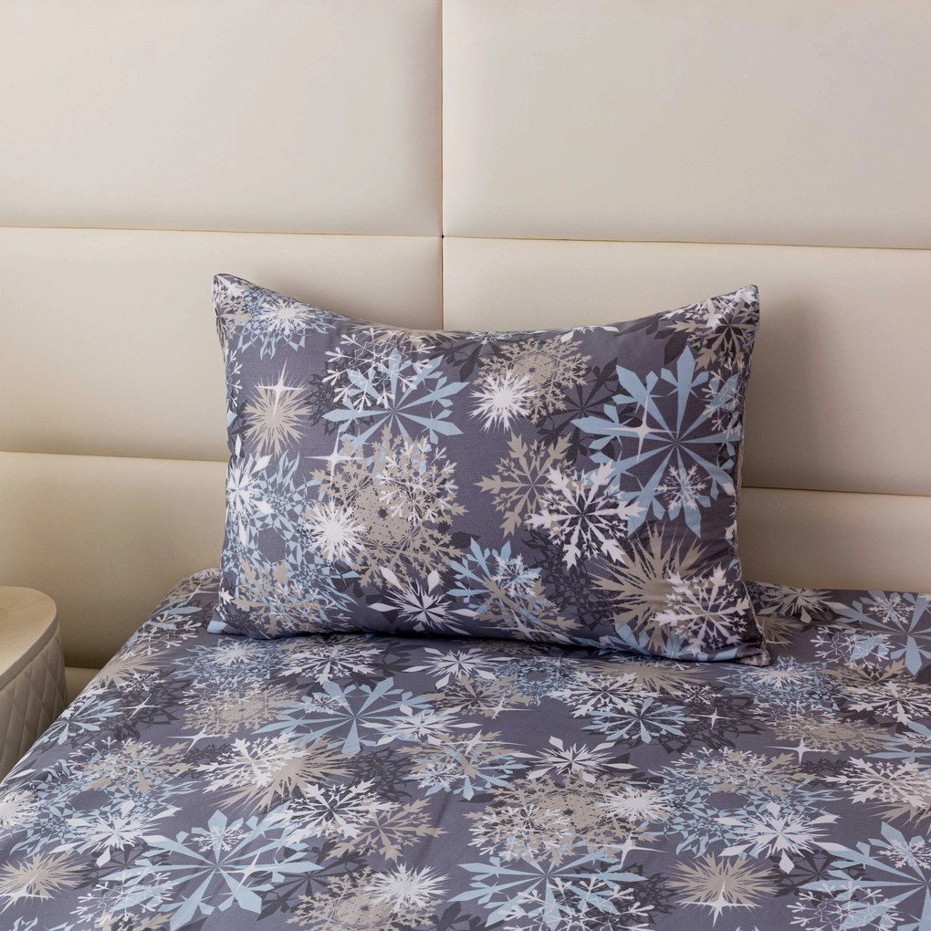 Obliečka na vankúš z mikrovlákna SNOWFLAKE 50x70 cm, modrosivý