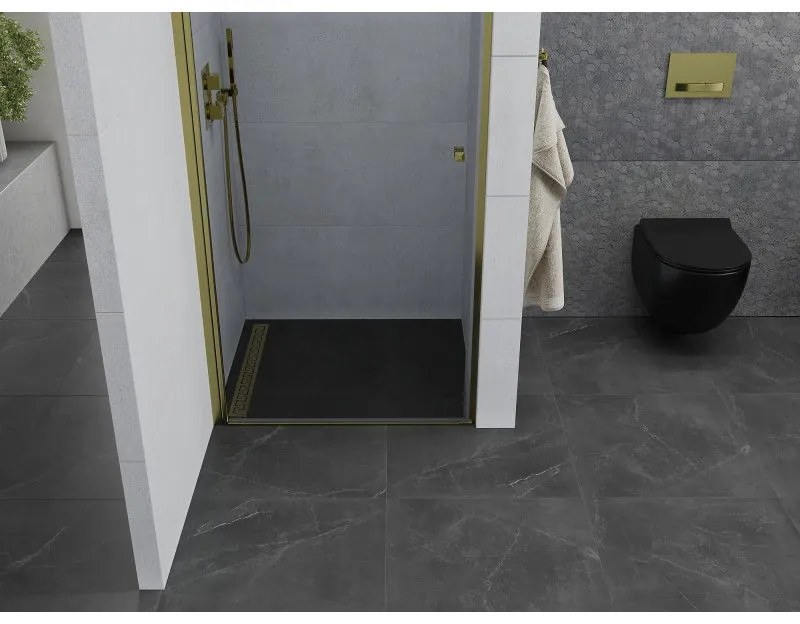 Mexen Pretoria, sprchové dvere do otvoru 80 x 190 cm, 6mm číre sklo, zlatý profil, 852-080-000-50-00