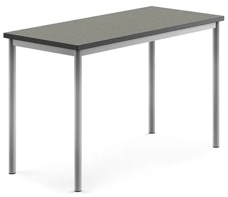 Stôl SONITUS, 1200x600x760 mm, linoleum - tmavošedá, strieborná