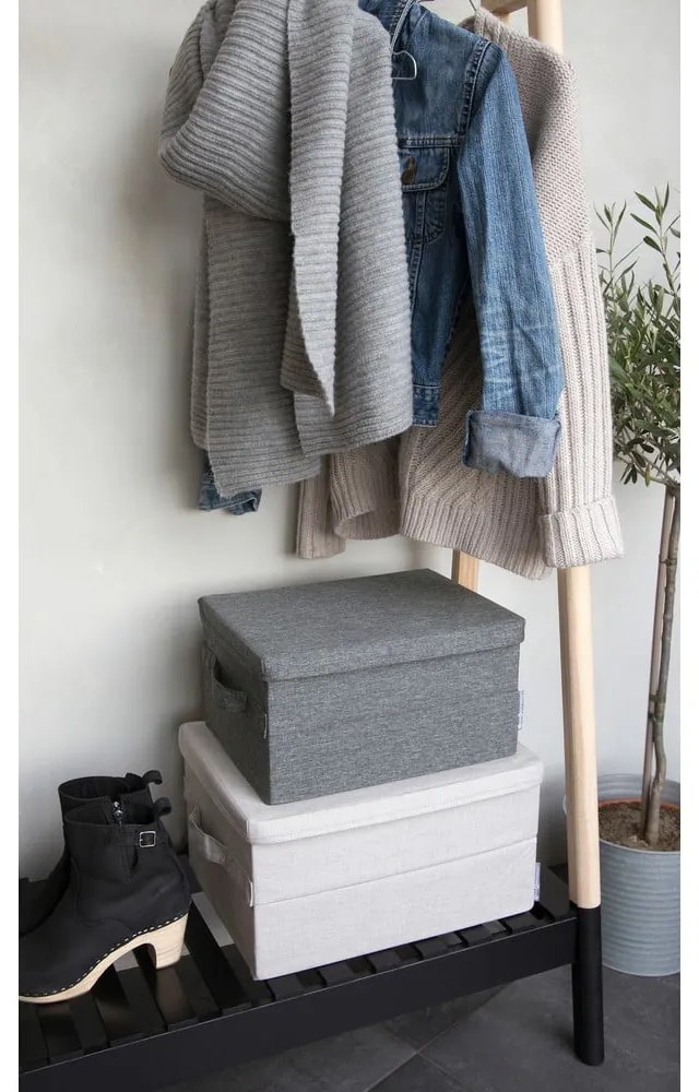 Béžový látkový úložný box s vekom 40x30x22 cm Soft Storage – Bigso