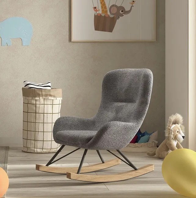 Detské hojdacie kreslo Rocky Mini bouclé antracit