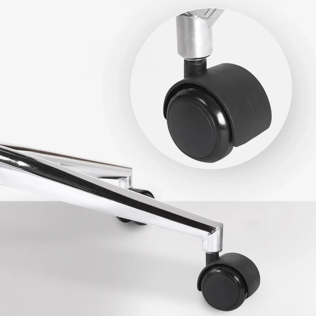 Kancelárska stolička Burbank - koženka, drevo orech - Biela