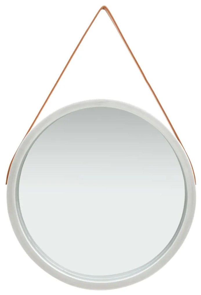 vidaXL Nástenné zrkadlo s popruhom strieborné 60 cm