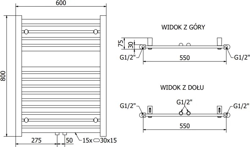 Mexen Hades, vykurovacie teleso 800x600 mm, 353 W, chrómová, W104-0800-600-00-01