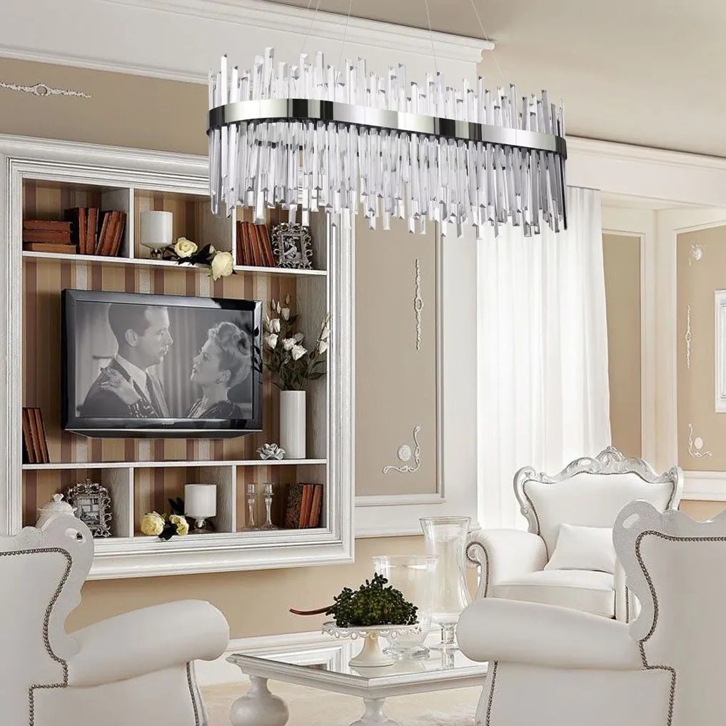 Toolight Toolight, LED krištáľové svietidlo 80x35 cm, 62W, APP1514-CP80, chrómová, OSW-03262